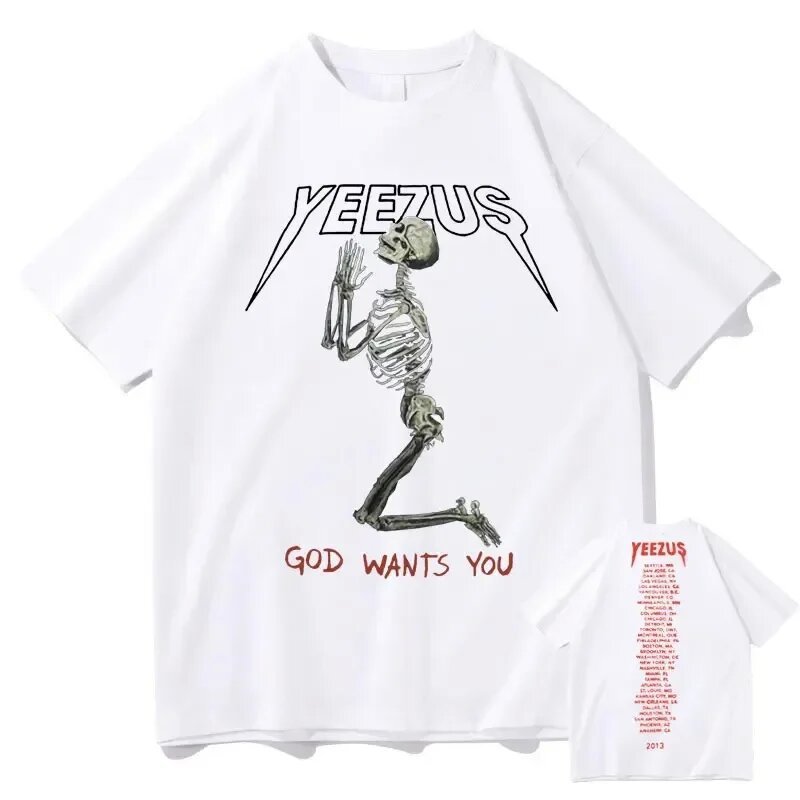 High Street Skull Money Printing Oversized Pattern Gothic Cotton T-shirt Harajuku Couple Y2g Shirt Short Sleeve